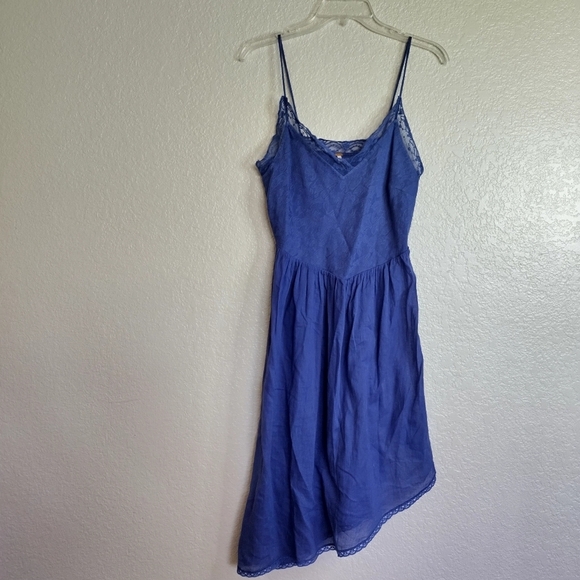 Free People Asymmetric Lace Slip Dress Blue Sz S - Picture 1 of 6